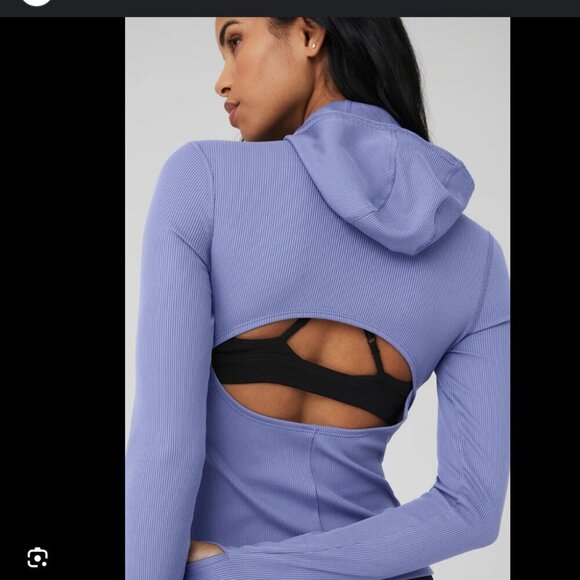 Alo Yoga Alosoft Frontrunner Long Sleeve Small Infinity Blue NWT - Picture 2 of 8